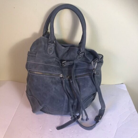 Roots Leather Bucket Tote & Wallet Crossbody Shoulder Bag Buckskin Zip Pockets - Picture 5 of 16